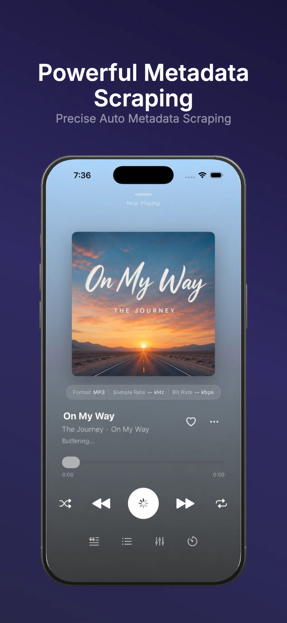 NetMusic player using artwork and metadata extracted from an audio file