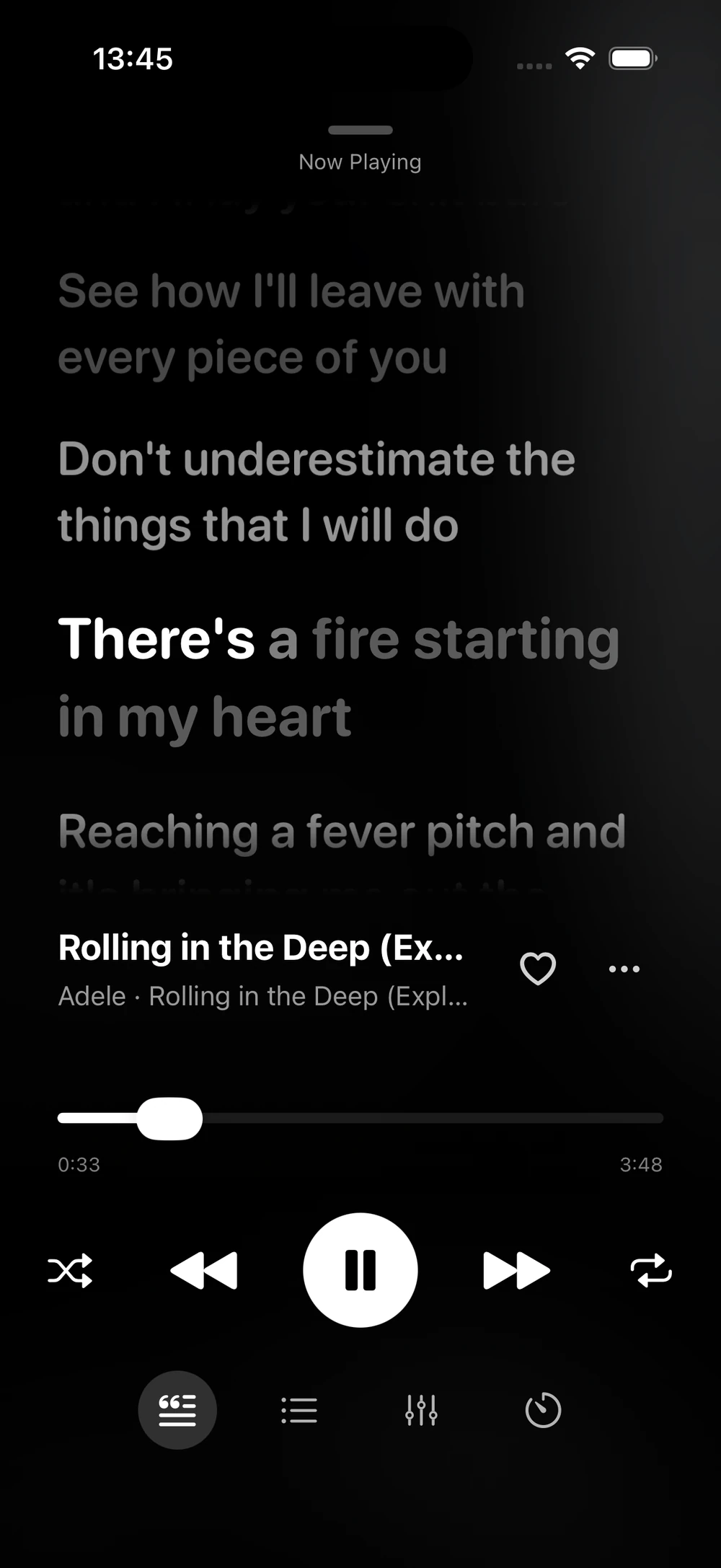 NetMusic word-synced lyrics player on iPhone