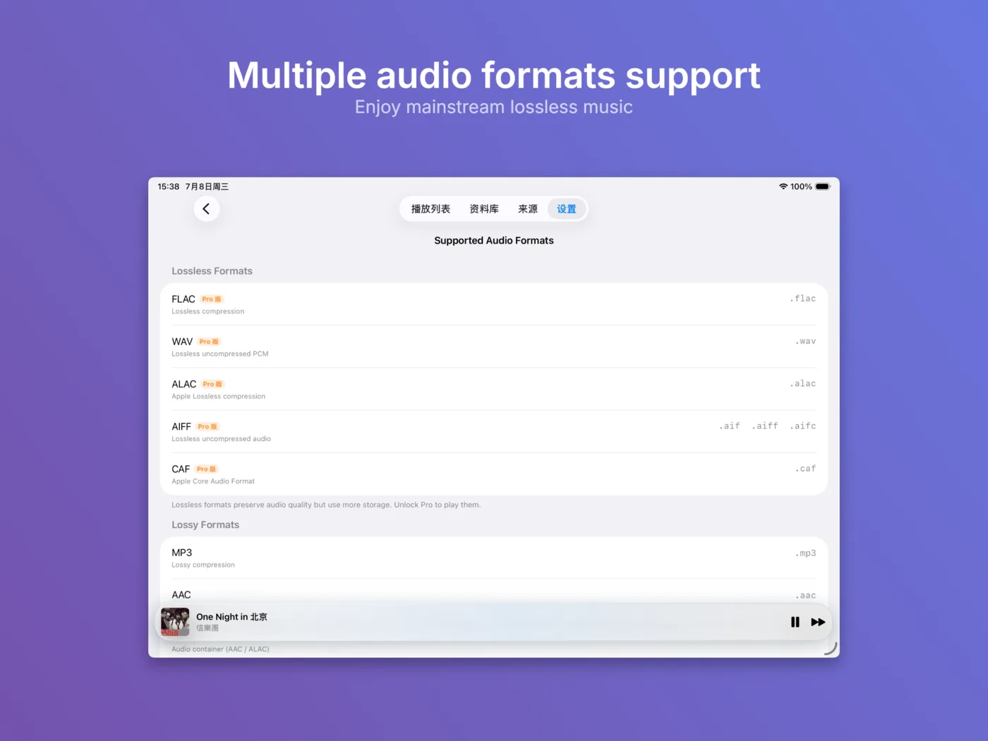Unterstützung verlustfreier Audioformate in NetMusic für iPad